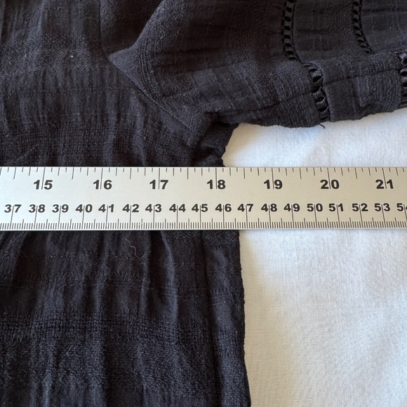 LOFT Women's Small Sheer Blouse Long Sleeve Tie V-Neck Boho Whimsigoth‎ Black - Picture 10 of 14